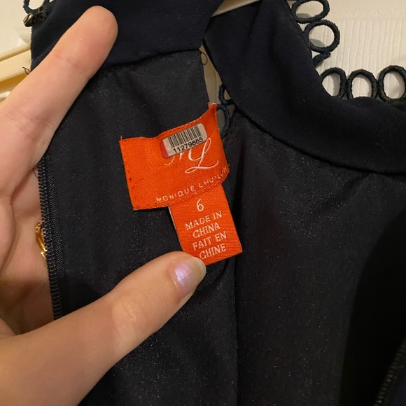 ML MONIQUE LHUILLIER Navy Love No One Halter-Neck High-Low Gown 6 - Picture 9 of 14